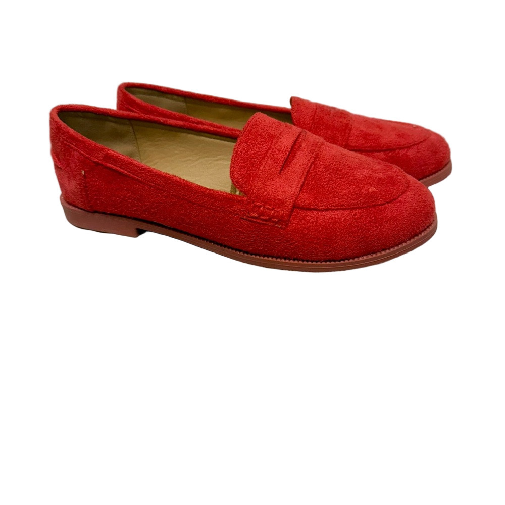 Elegant Red Women's Suede Loafers